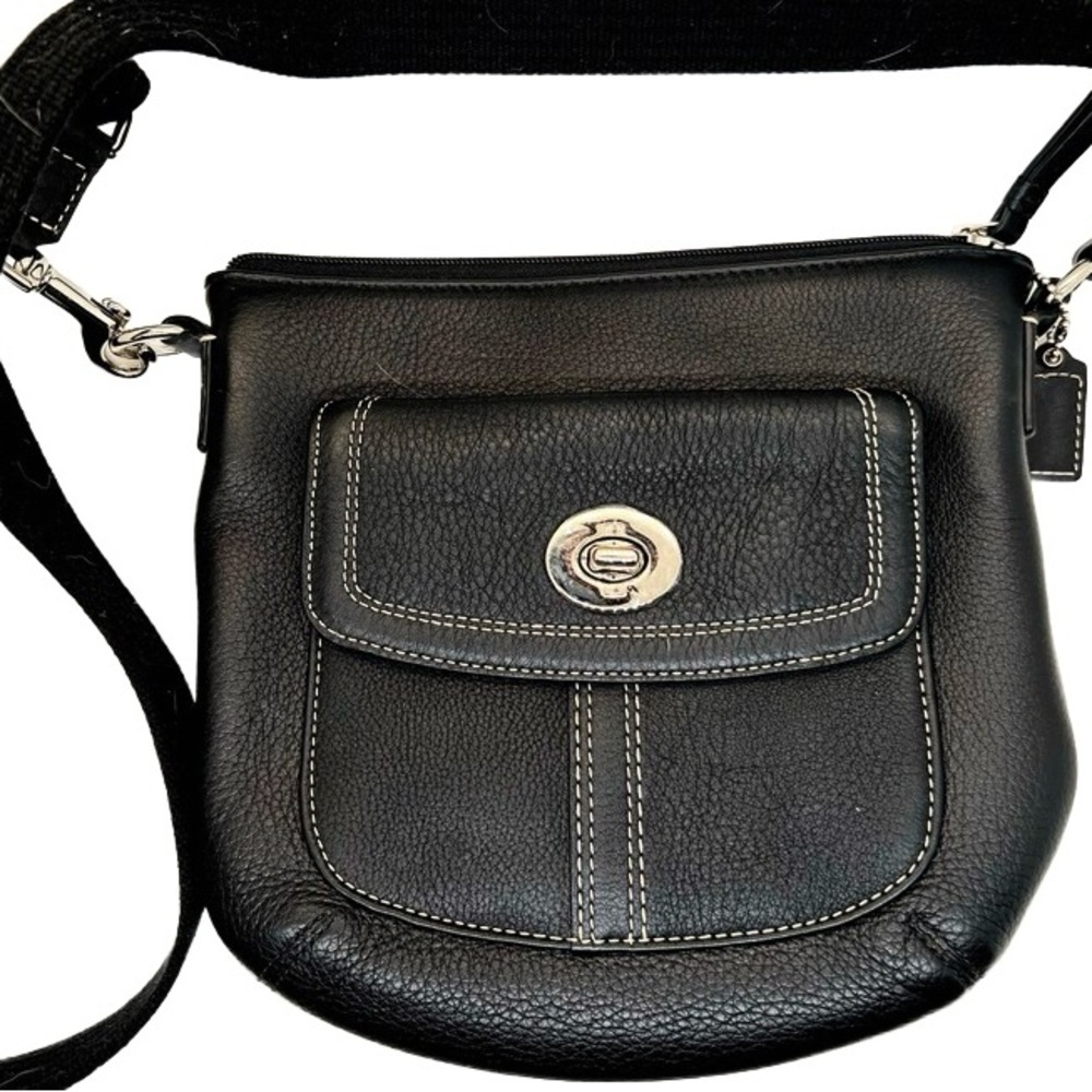 Coach Black Pebbled Leather Crossbody Bag with Turnlock